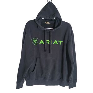 Ariat Embroidered Logo Hoodie Women's Size Small Black Green Western Equestrian